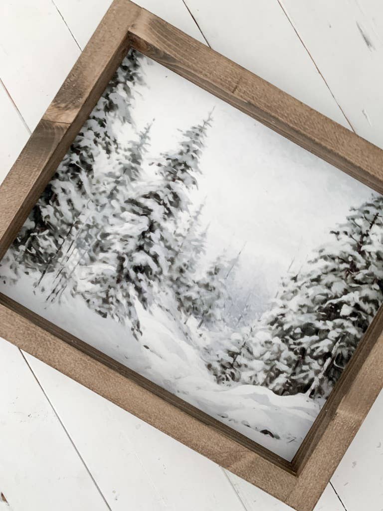 Snowy Trees Print: Dark Walnut / 11x9