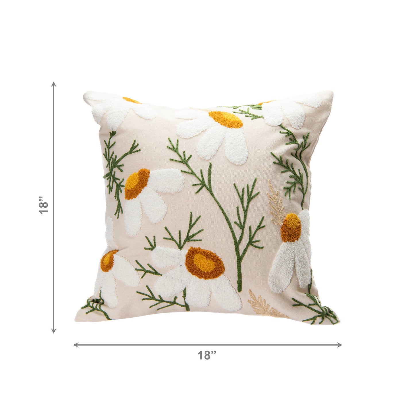 Daisies -Cotton Embroidered Pillow