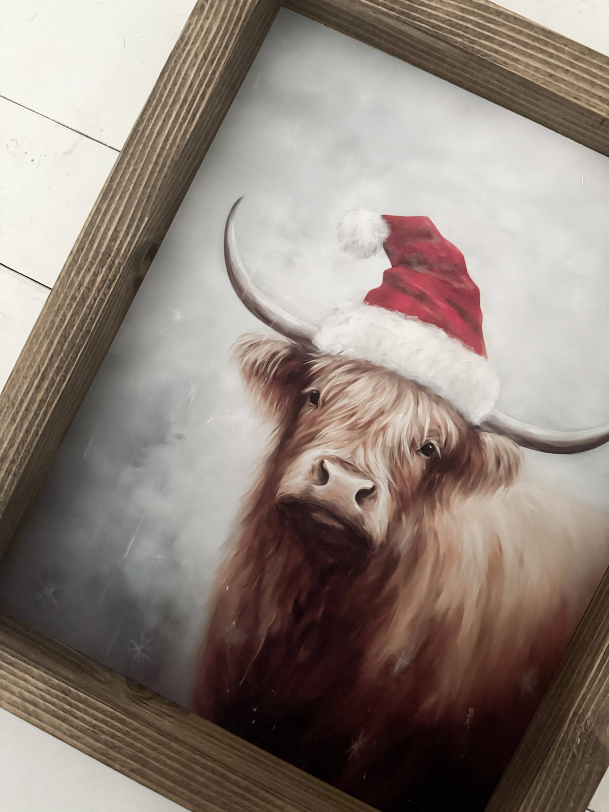 Christmas Highland Cow: Dark Walnut / 9x11
