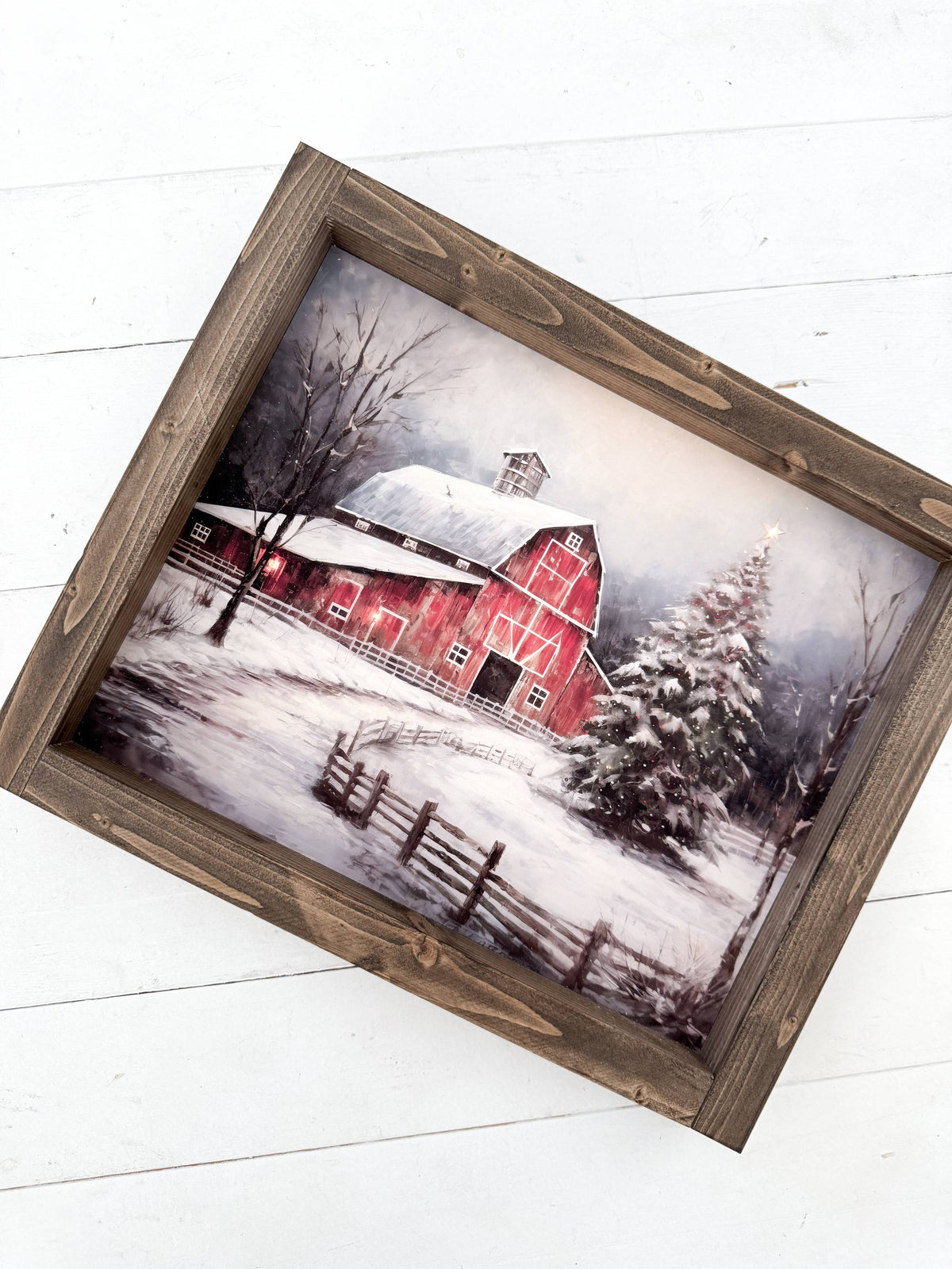 Red barn print: Dark Walnut / 17x13