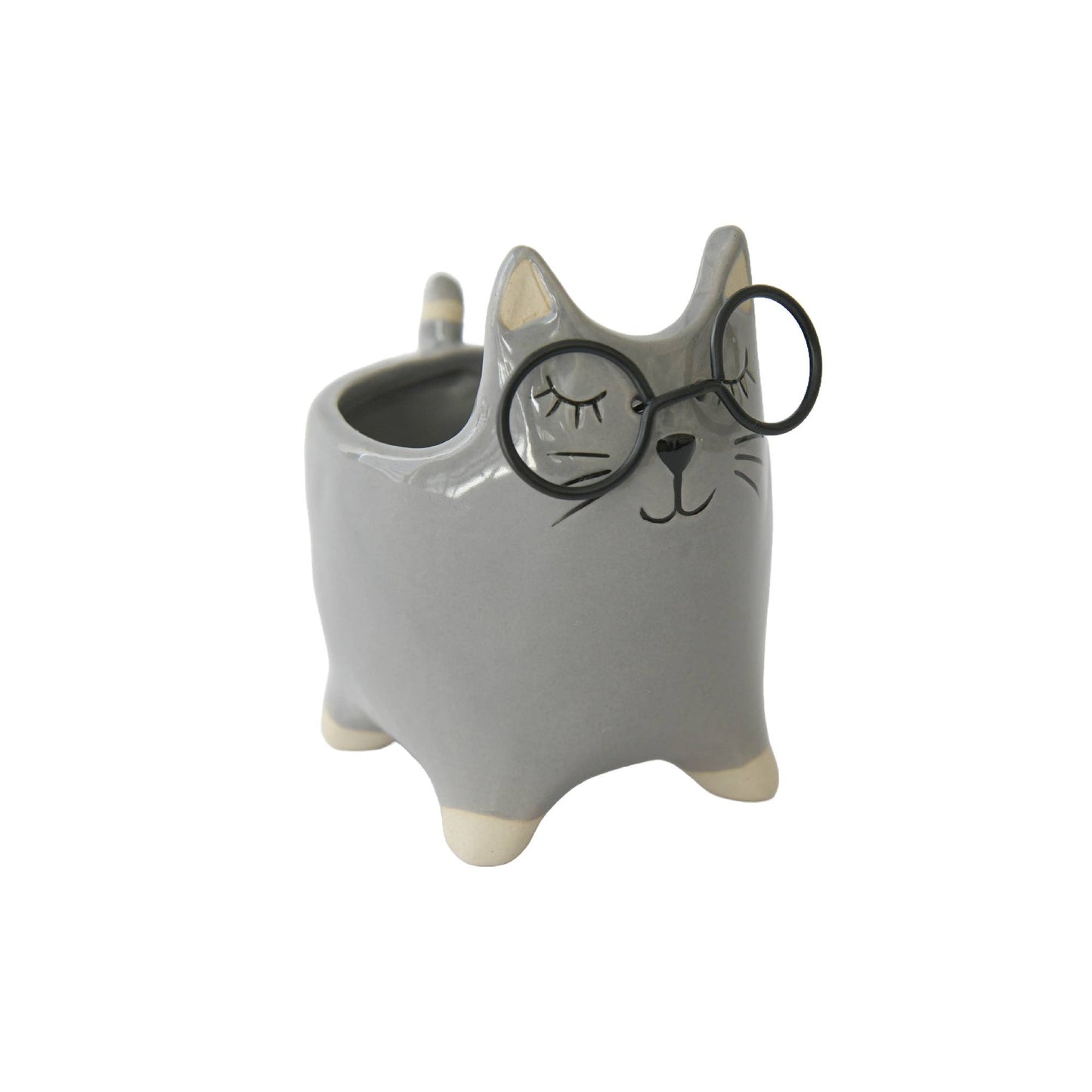 Ceramic Planter - Cat with Glasses