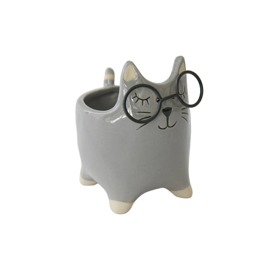 Ceramic Planter - Cat with Glasses