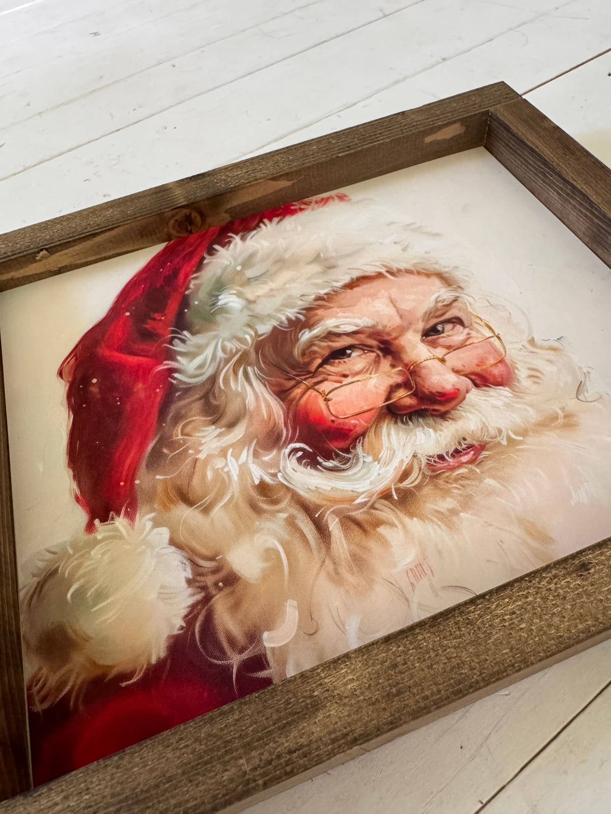 Smiling Santa print: Dark Walnut / 11x9