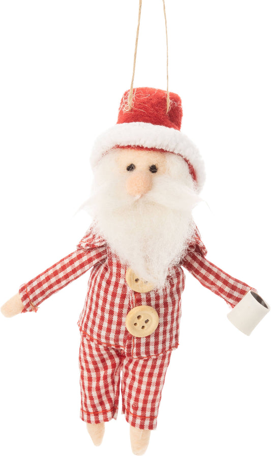 Santa in Jammies Ornament 5.5”