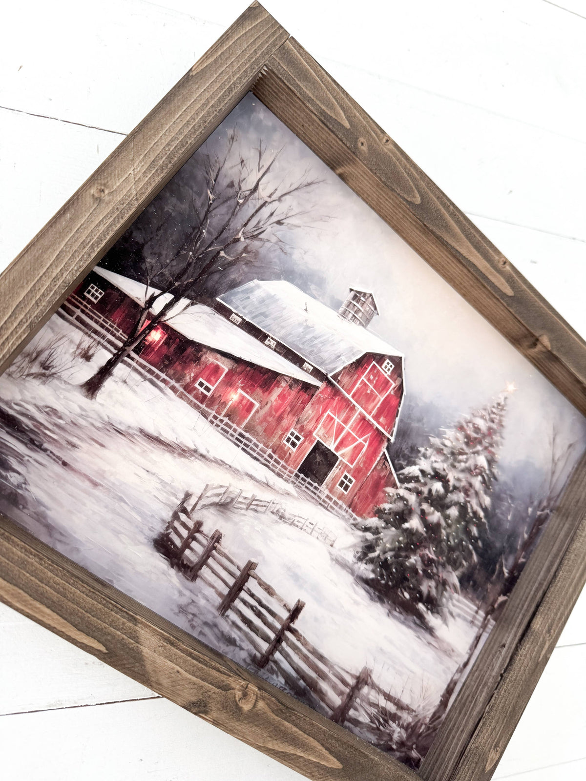 Red barn print: Dark Walnut / 17x13