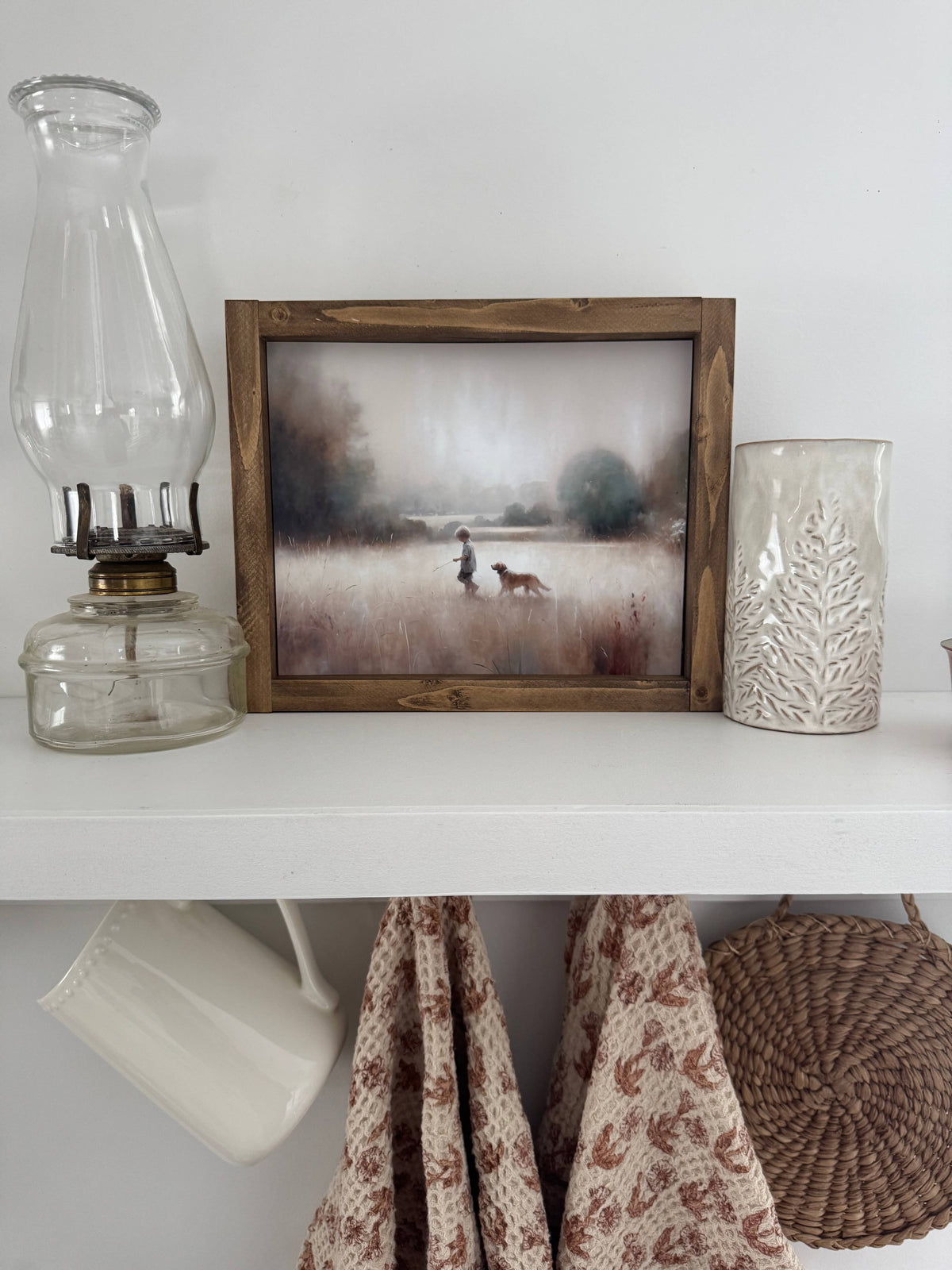 Boy and Dog Framed Print