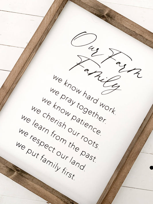 Our Farm Family Framed Sign