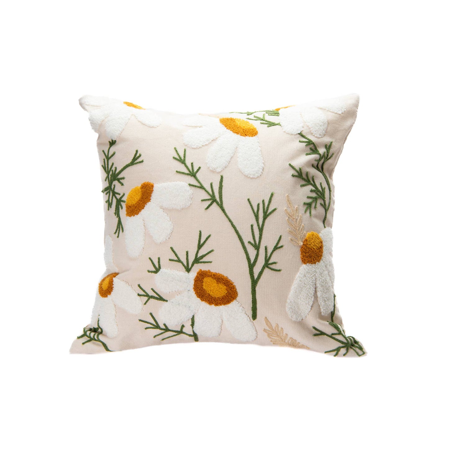 Daisies -Cotton Embroidered Pillow