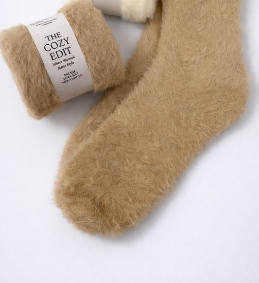 Ultra-Soft Fuzzy Socks – Taupe
