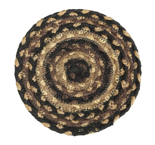 Braided Trivet - Black/Beige - 8"