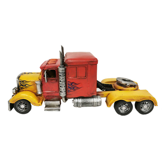 Red/Yellow Metal Semi-Truck
