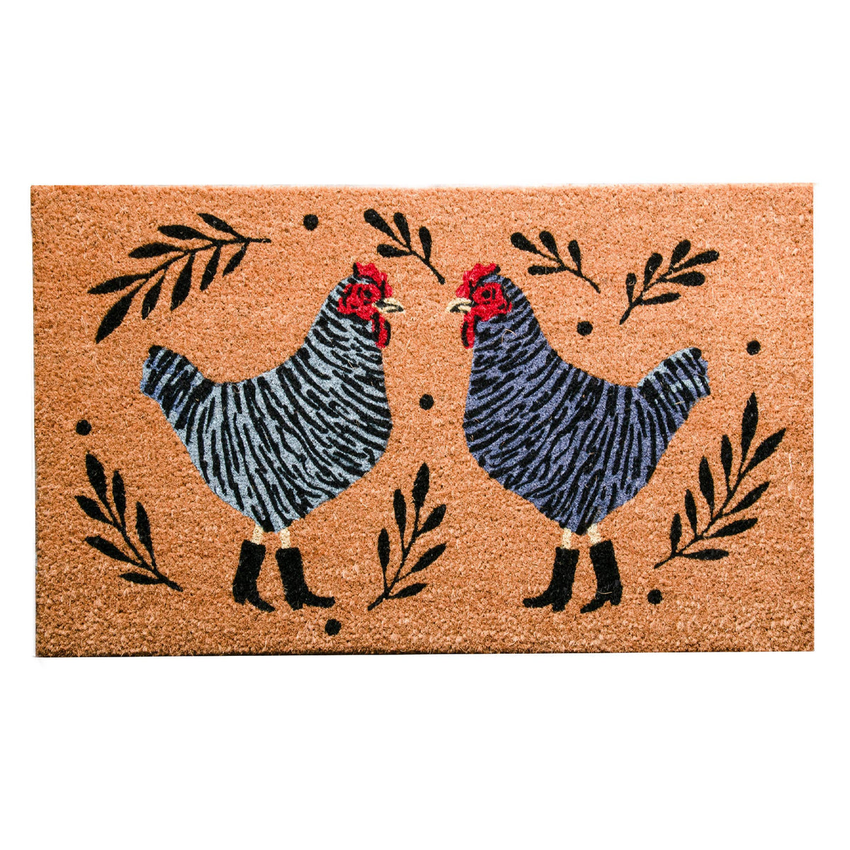 Roosters with Boots Door Mat