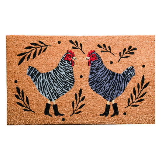 Roosters with Boots Door Mat