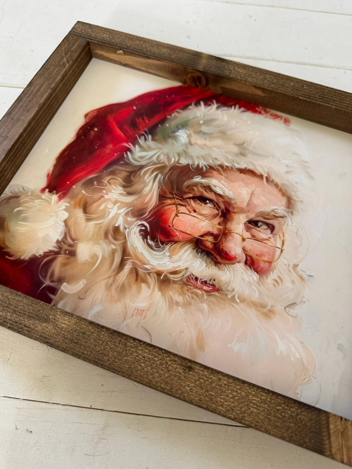 Smiling Santa print: Dark Walnut / 11x9