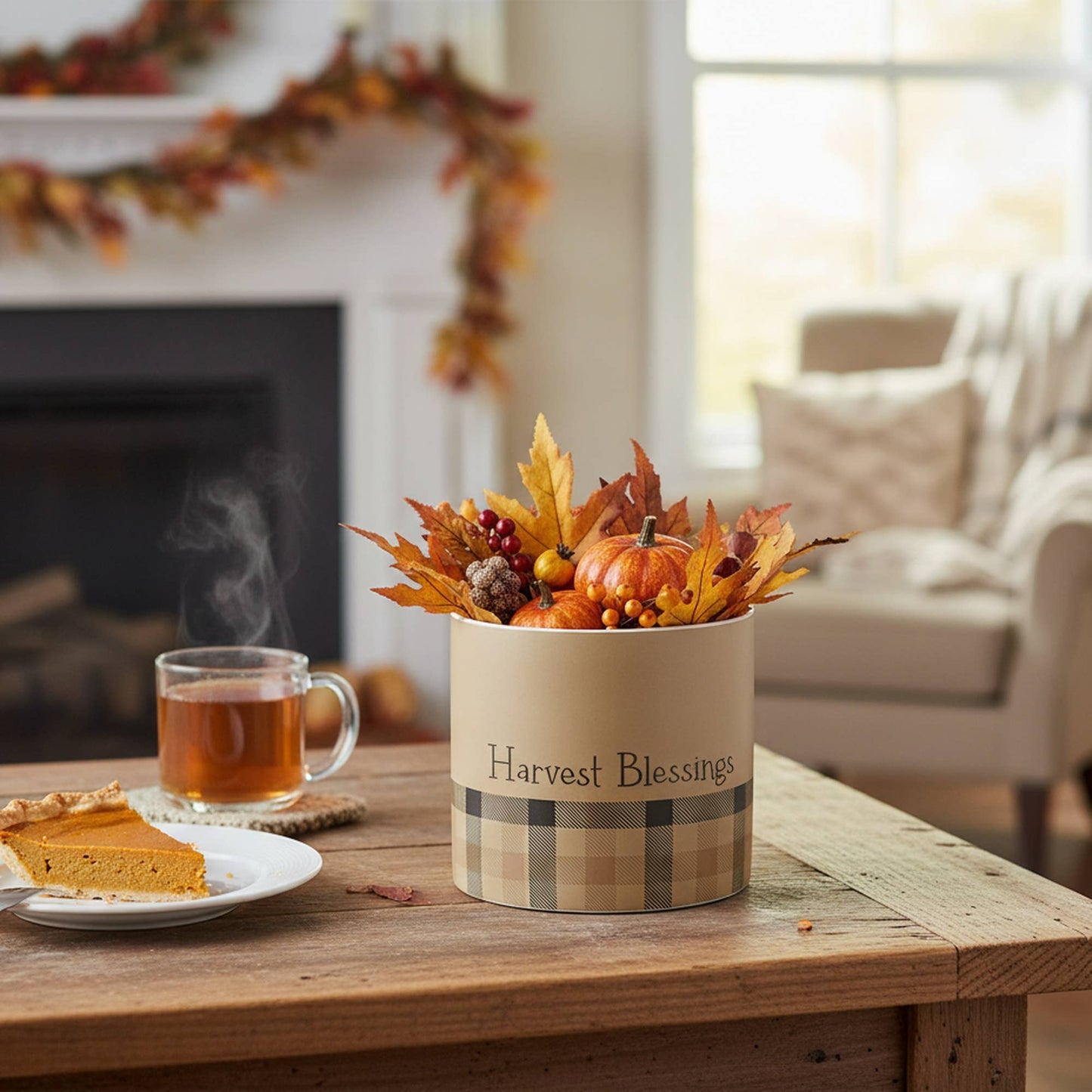 Harvest Blessings Plaid Pot