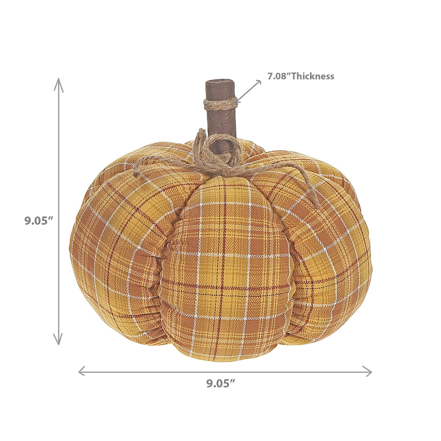 Yellow/Brown Plaid Fabric Pumpkin