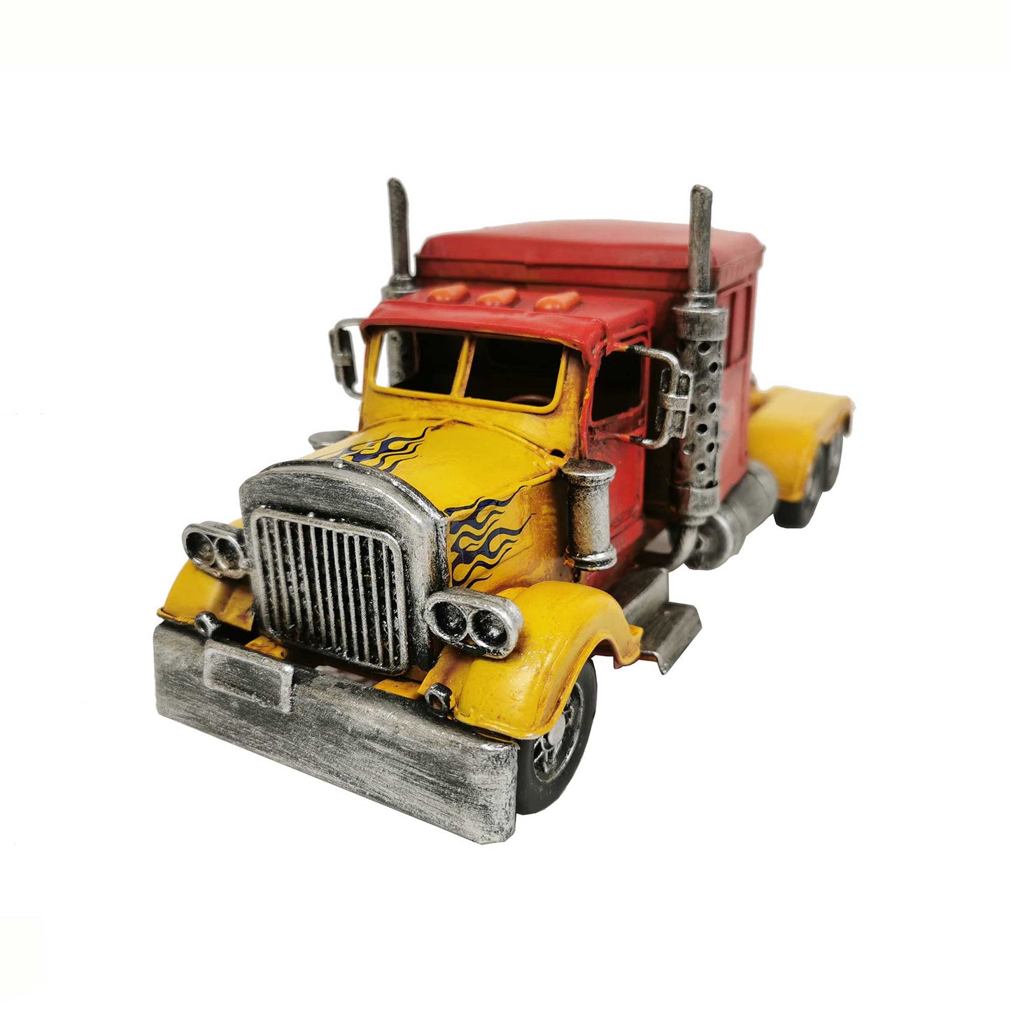 Red/Yellow Metal Semi-Truck
