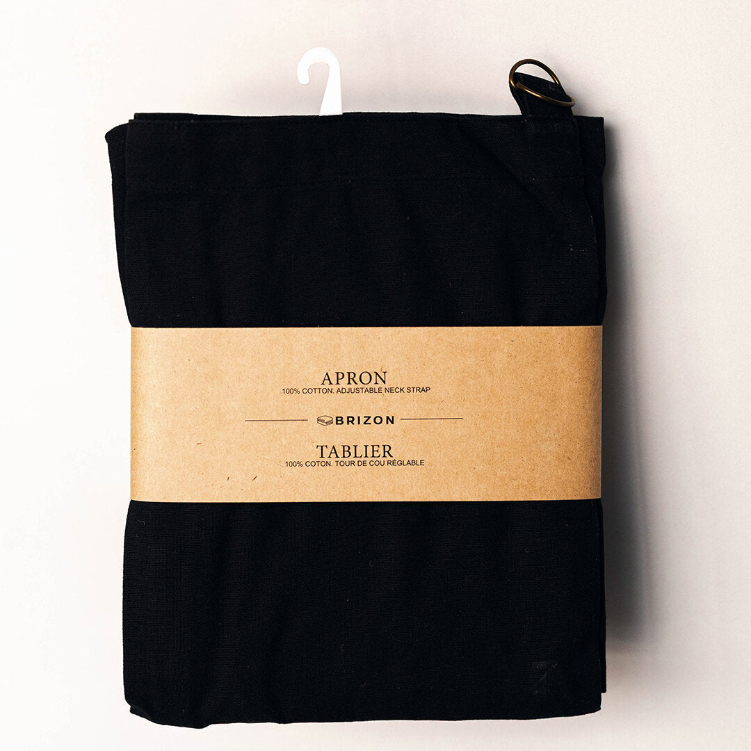 Black Cotton Apron with Pocket