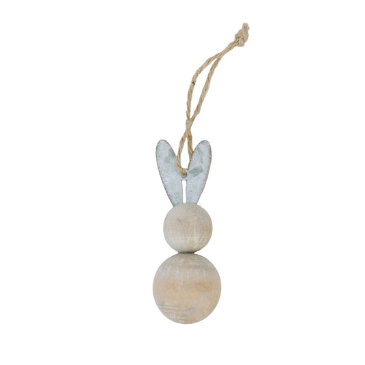 Wooden Bunny Ornament - Beige