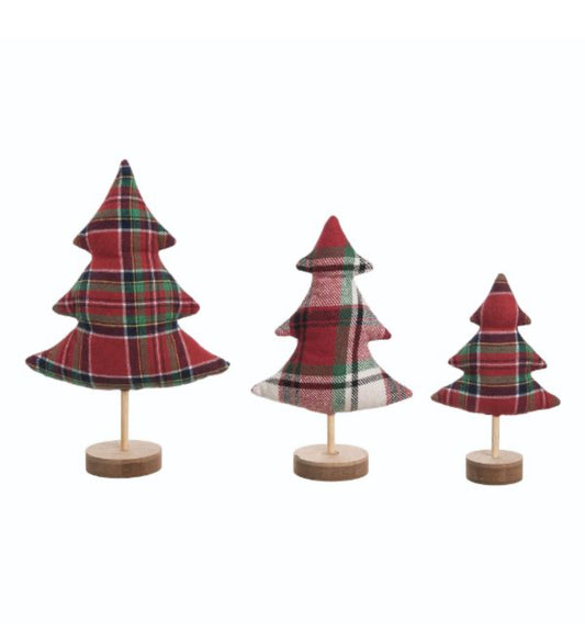 Plaid Fabric Trees - Set of 3