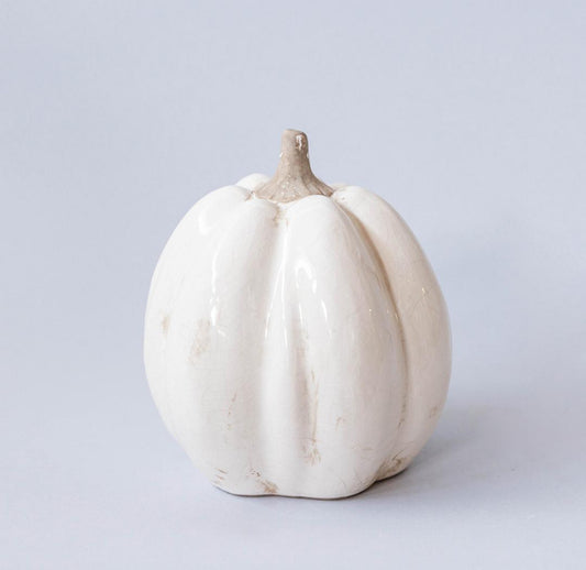 Cream Ceramic Pumpkin - Small