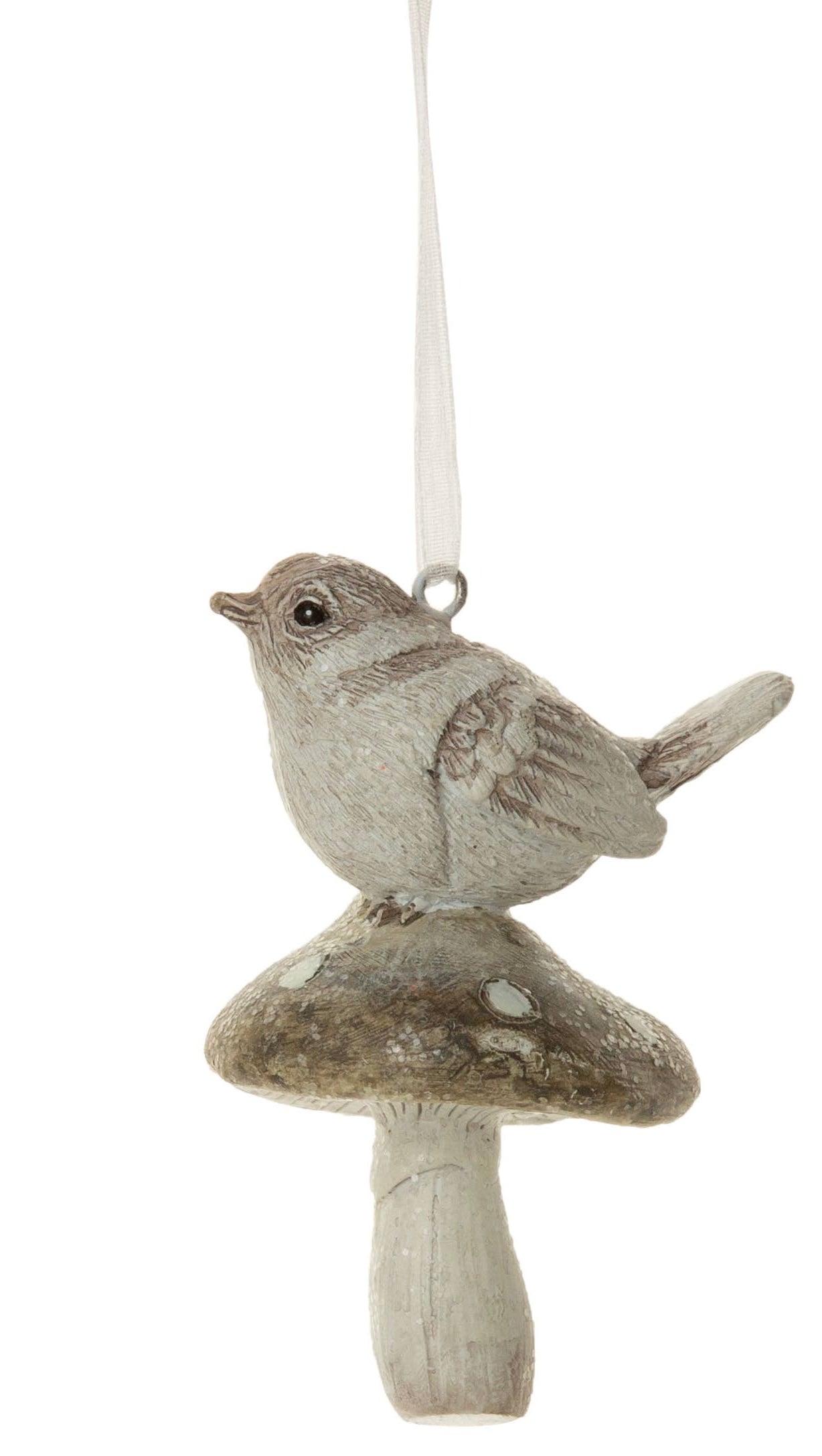Bird on a Mushroom Ornament 3”