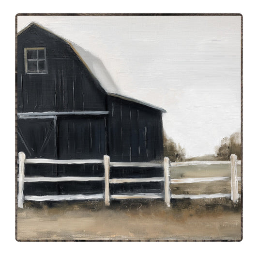 Black Barn Framed Print 12” x 12”