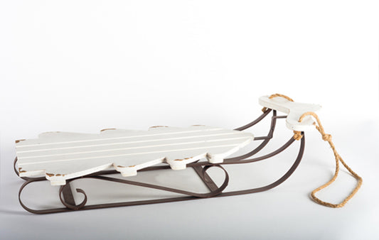 Wooden Sleigh Decoration - White