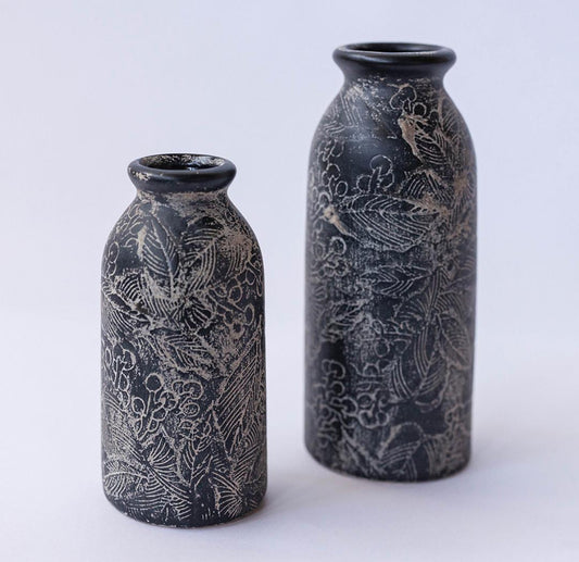 Black Ceramic Vases - Set of Two