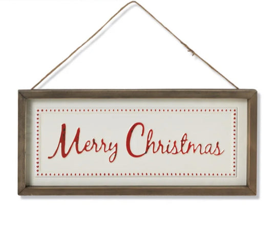 “Merry Christmas” Sign - Red/Wh