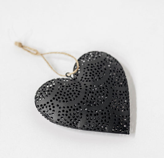 Metal Hanging Heart - Black