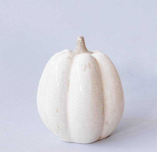 Cream Ceramic Pumpkin - Large