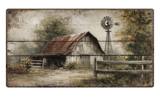 Barn and Windmill Framed Print