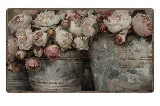 Peonies in Metal Bucket Print