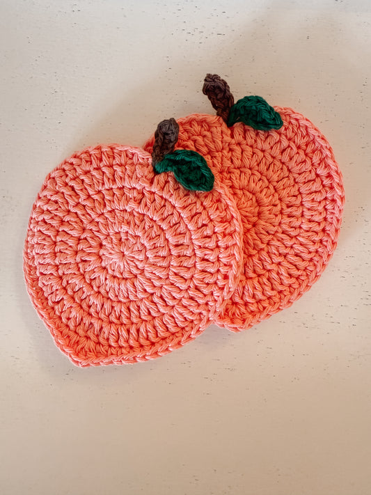 Crocheted Peach Coasters(Setof2)