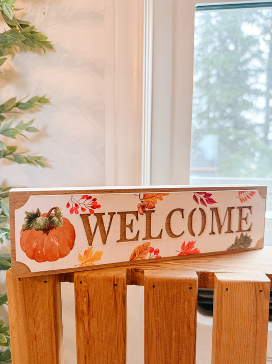 Fall Welcome Block Sign