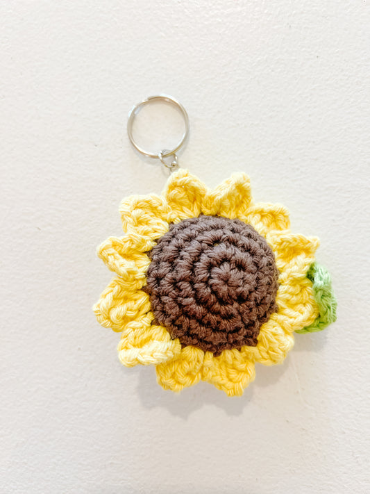 Crocheted Sunflower Key Chain