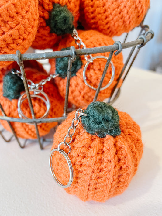 Crocheted Pumpkin Key Chain