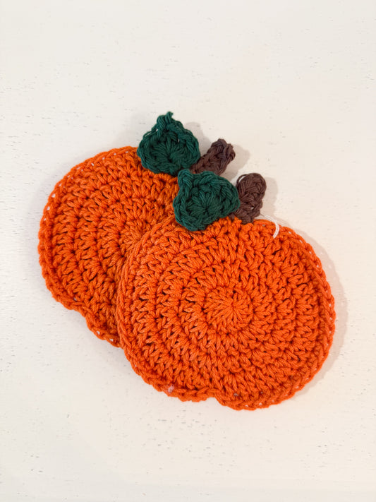 Crocheted Pumpkin Coasters Set/2