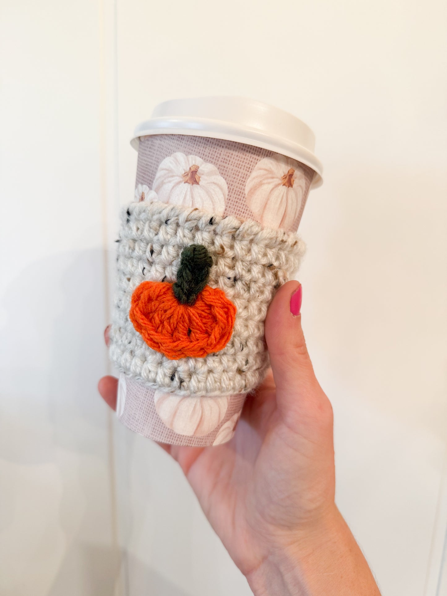 Crocheted Pumpkin Cup Sleeve