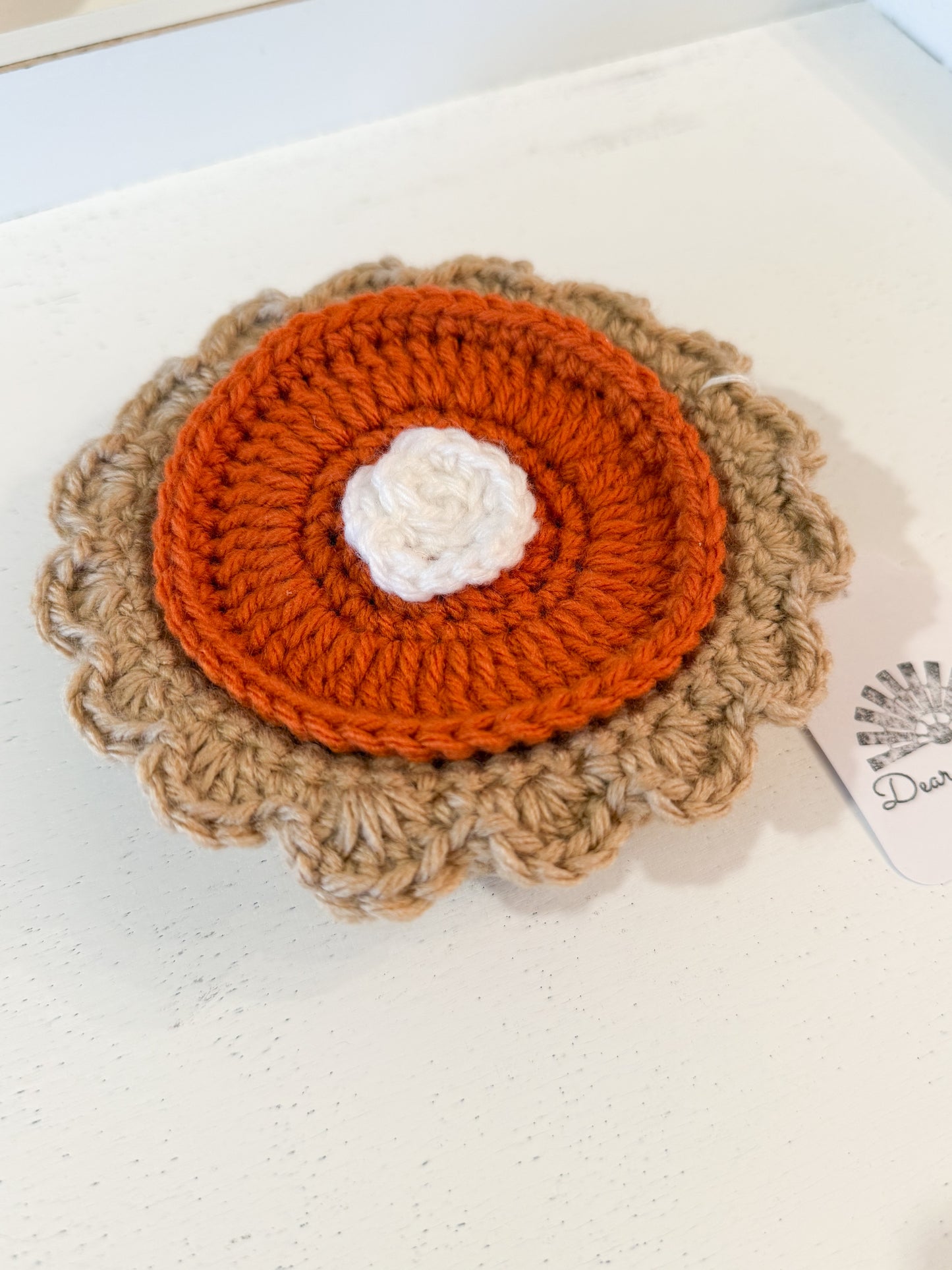 Crocheted Pumpkin Pie Coaster Set