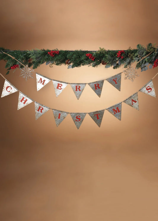 Merry Christmas Metal Banner 60”
