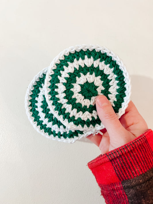 Green Crocheted Coasters (Set of 2)