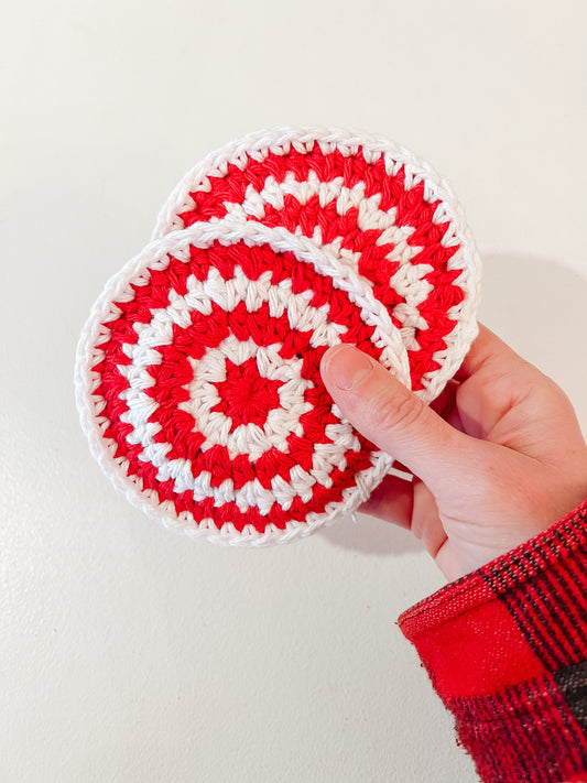 Red Crocheted Coasters (Set of 2)