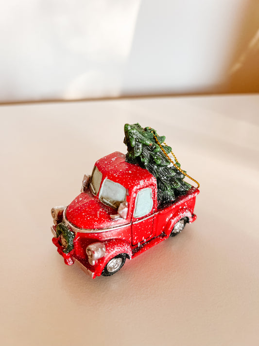 “Little Red Truck Hauling a Christmas Tree” Ornament