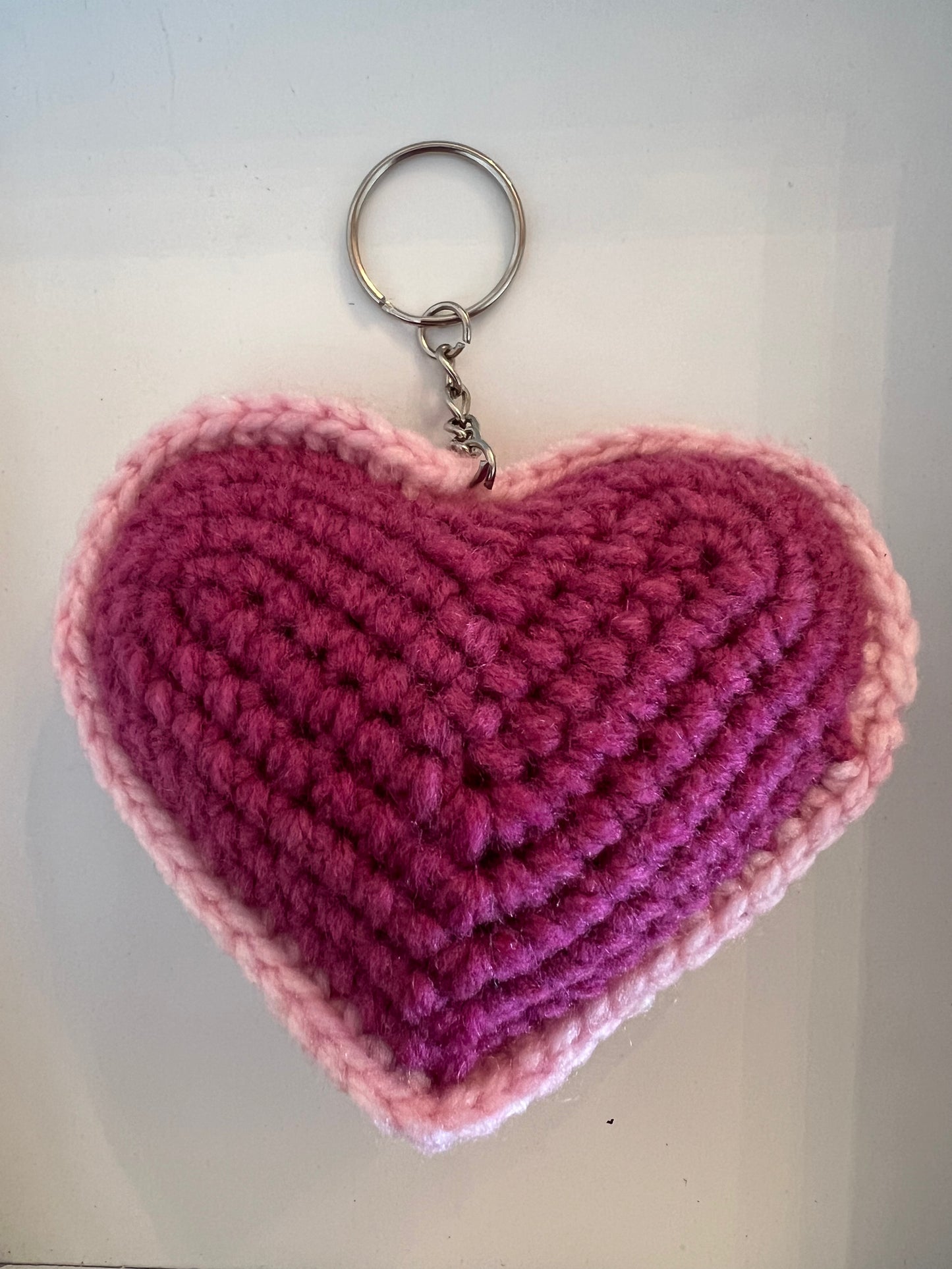 Crocheted Heart Key Chain