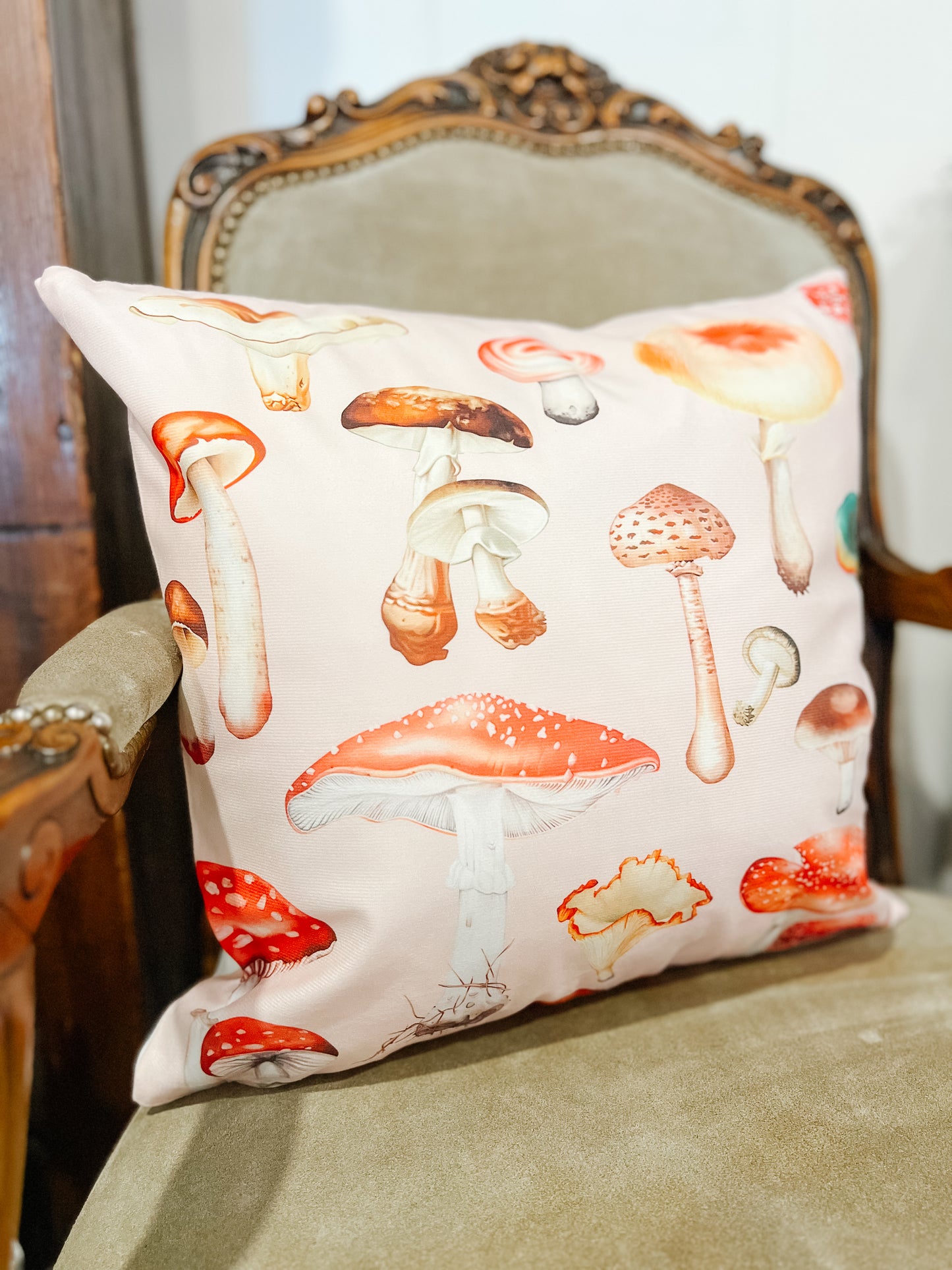 Pink Mushrooms Pillow