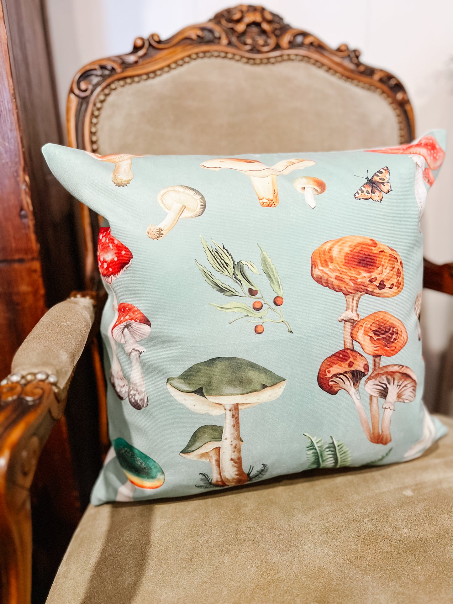 Blue Mushrooms Pillow