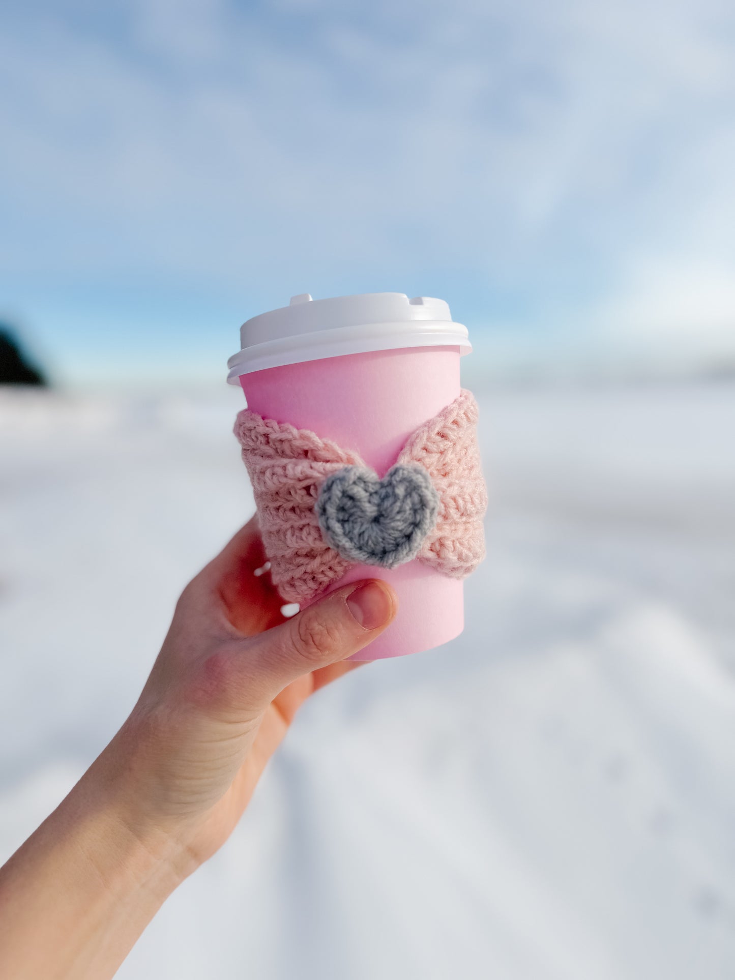 Crocheted Heart Cup Cozy