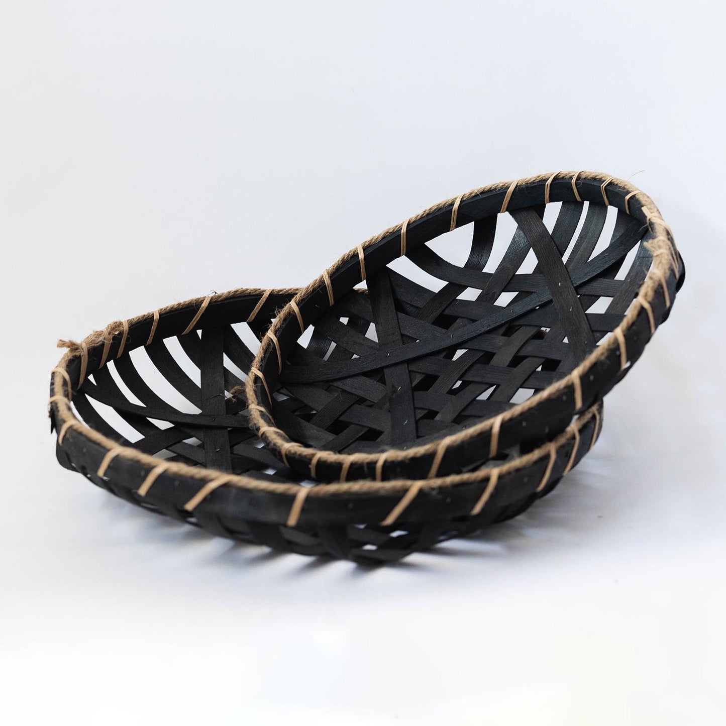 Round Woven Trays - Black - Set of Two